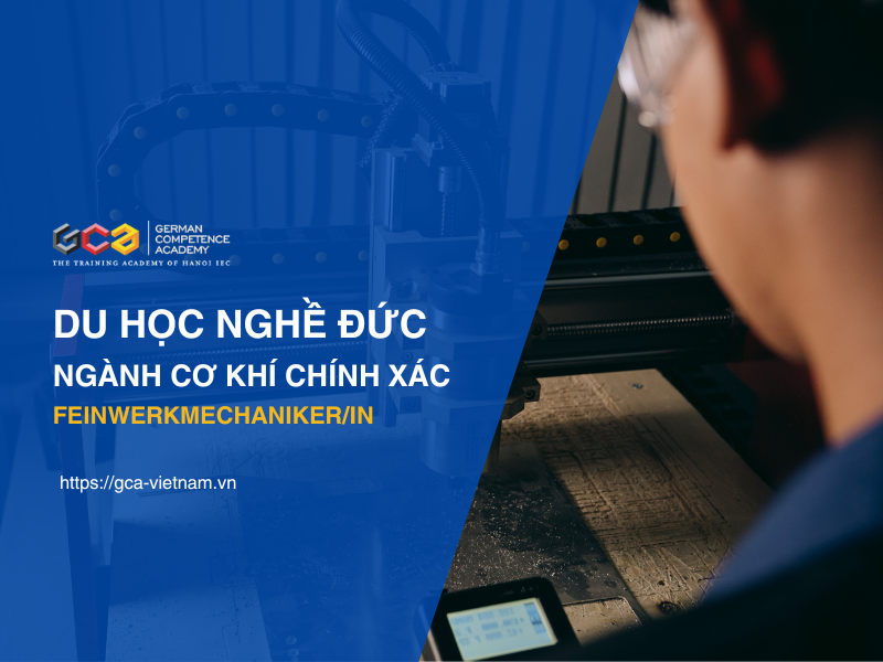 Học viên đang vận hành máy CNC trong xưởng cơ khí tại Đức