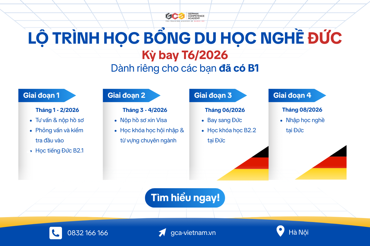Lộ Trình học bổng du học nghề Đức tại Thuringia 2026 tại GCA