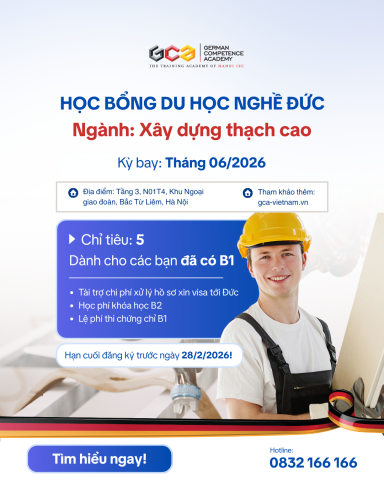 Chỉ tiêu học bổng du học nghề Đức tại Thuringia 2026 tại GCA