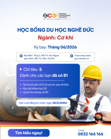 Chỉ tiêu học bổng du học nghề Đức tại Thuringia 2026 tại GCA